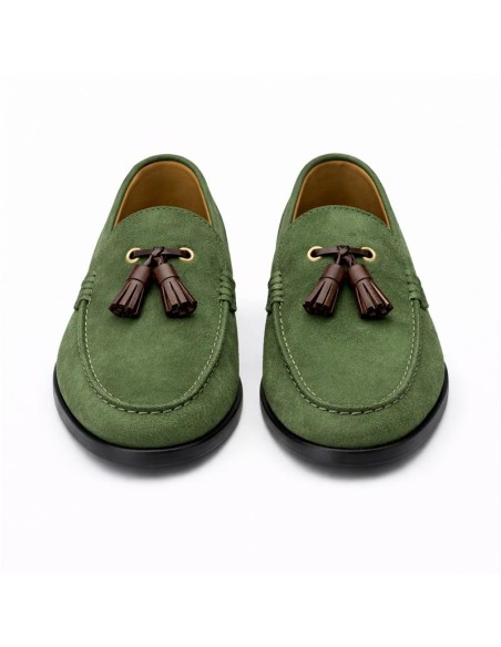 Green suede moccasin