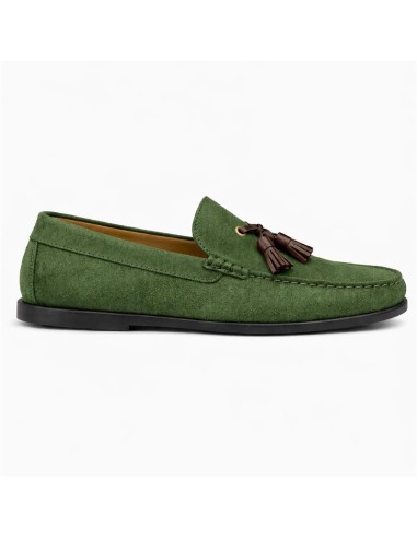 Green suede moccasin