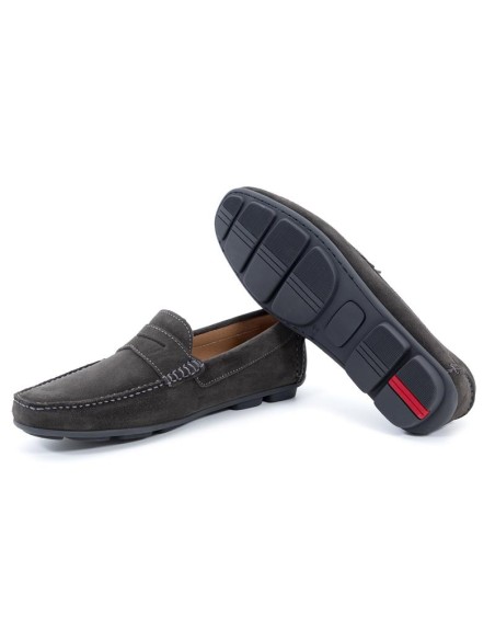 Grey suede moccasin