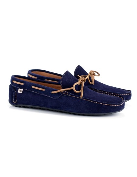 Blue suede moccasin