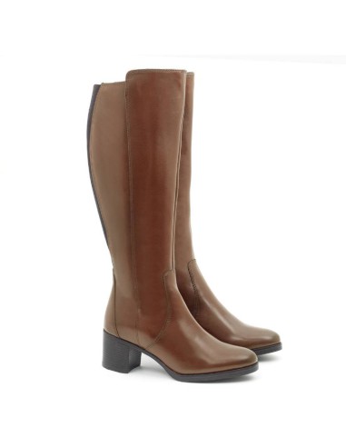 Botas de mujer de piel difuminado color cuero W-NAPERMEN-CUERO