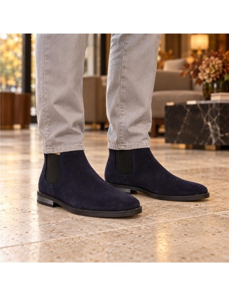 Blue suede chelsea boots
