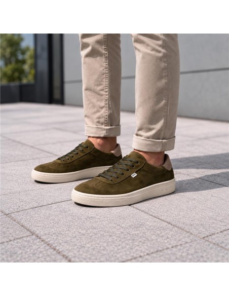 Green suede sneakers