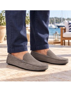 Grey suede moccasin