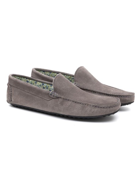 Grey suede moccasin
