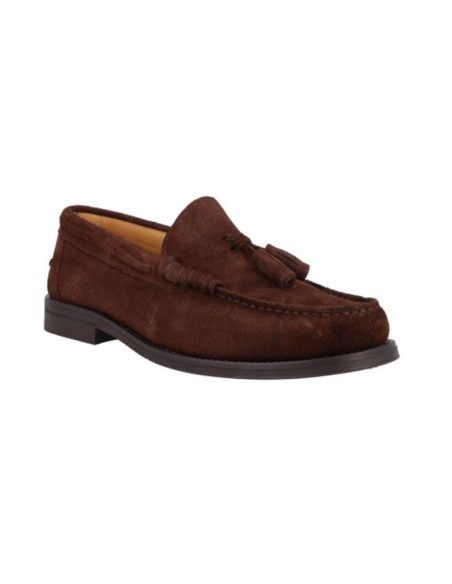 Mocasín de ante de piso antideslizante color cuero