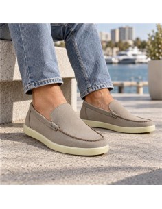 Grey suede moccasin