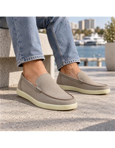 Grey suede moccasin