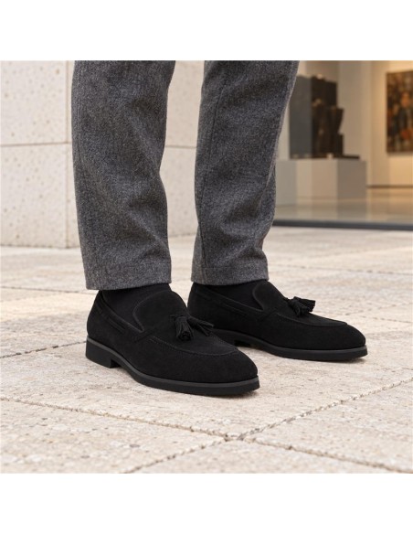 Black suede moccasin
