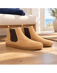Botines Chelsea de ante afelpado color cuero