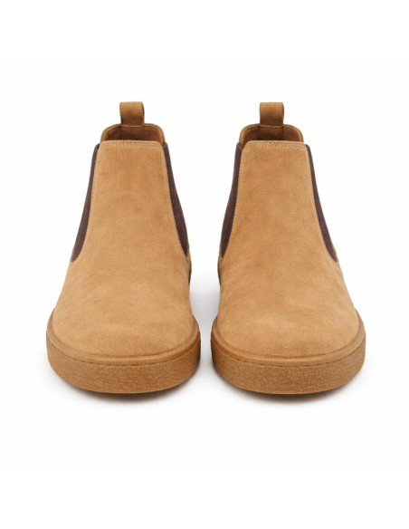 Botines Chelsea de ante afelpado color cuero