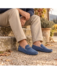 Blue suede moccasin
