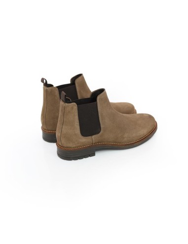 Botines Chelsea de ante con elástico lateral color beige