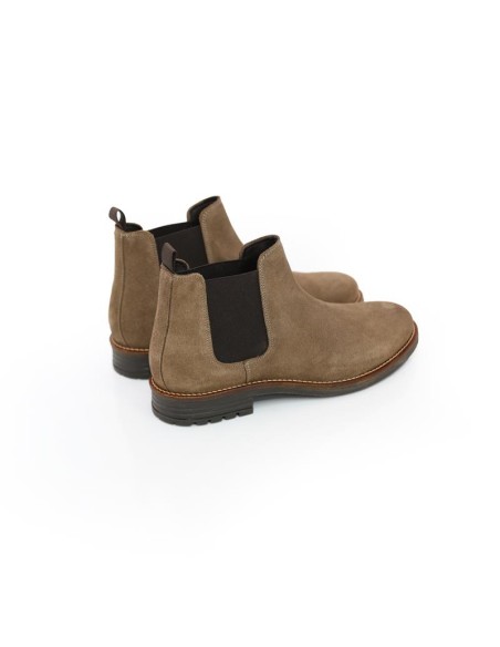 Botines Chelsea de ante con elástico lateral color beige