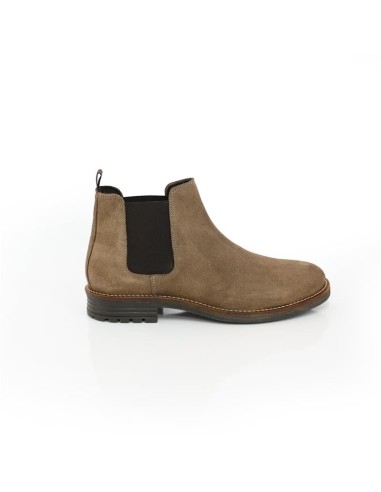 Botines Chelsea de ante con elástico lateral color beige