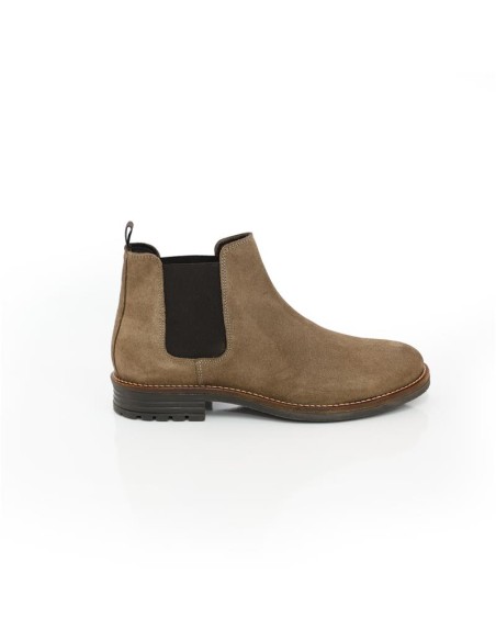 Botines Chelsea de ante con elástico lateral color beige