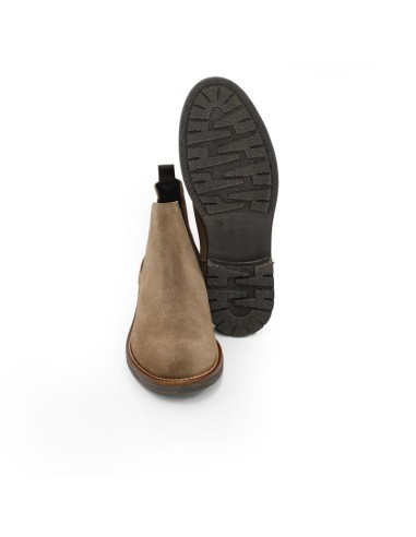 Botines Chelsea de ante con elástico lateral color beige