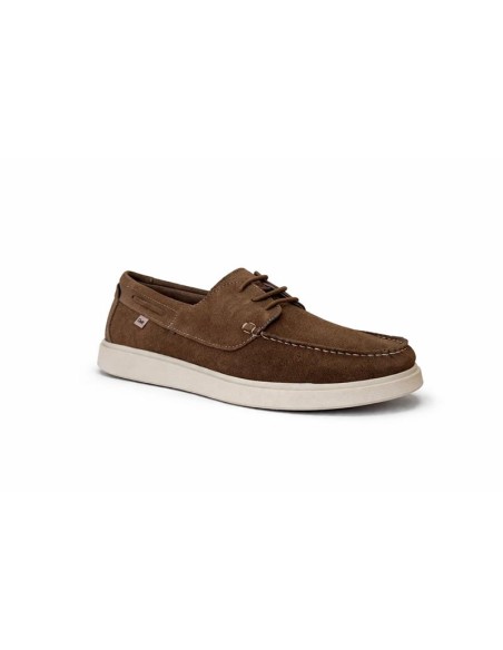 Brown suede boat shoe