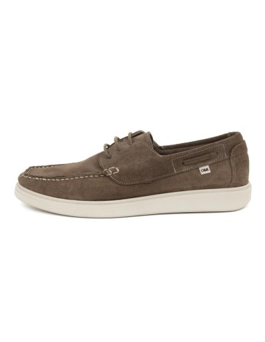 Brown suede boat shoe