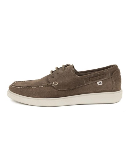 Brown suede boat shoe