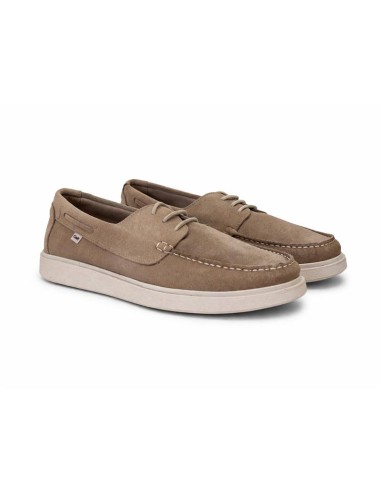 Beige suede boat shoe