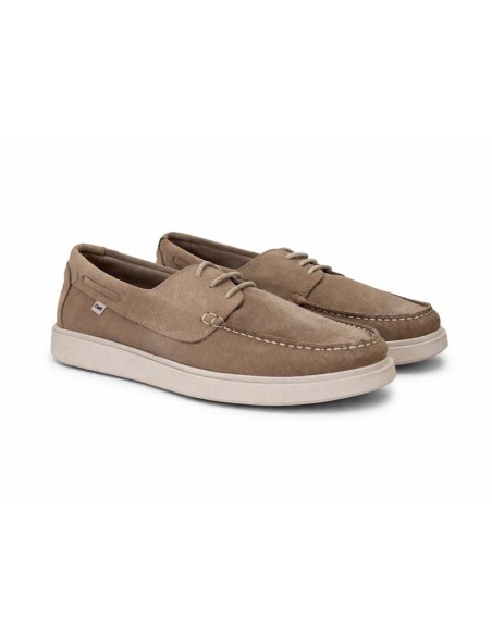 Beige suede boat shoe