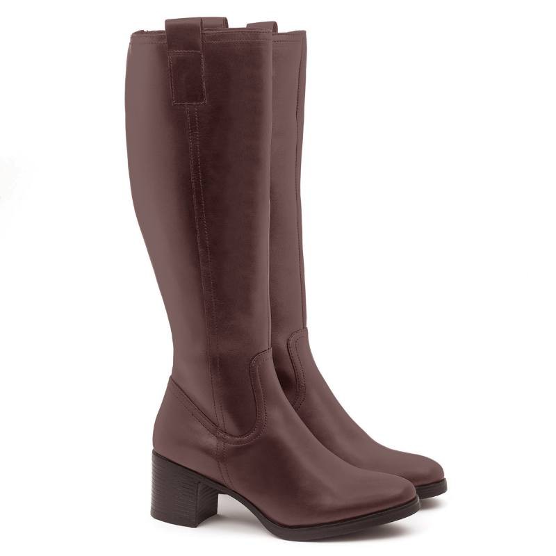 Botas de mujer de piel difuminado color cuero W-NAPOLI-CUERO