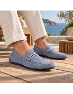 Mocassin suède bleu SOCAMAN-JEANS