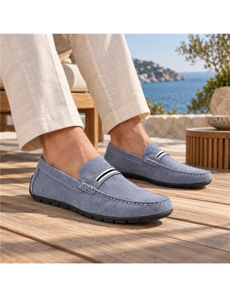 Blue suede moccasin