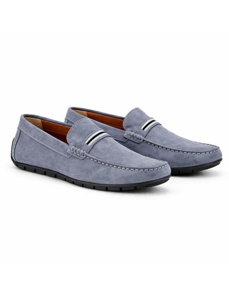 Mocassin suède bleu SOCAMAN-JEANS