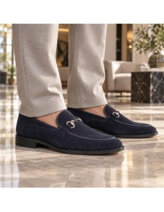 Blue suede moccasin