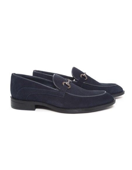 Mocasín de ante de piso antideslizante color azul