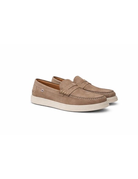 Beige suede boat shoe