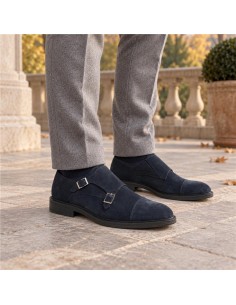 Blue suede monkstrap