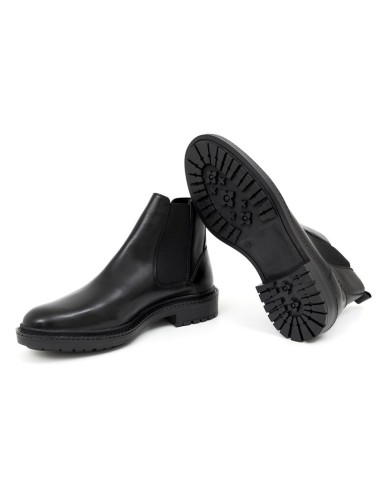 Botines Chelsea de piel acabado a mano color negro