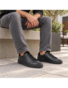 Black leather sneakers
