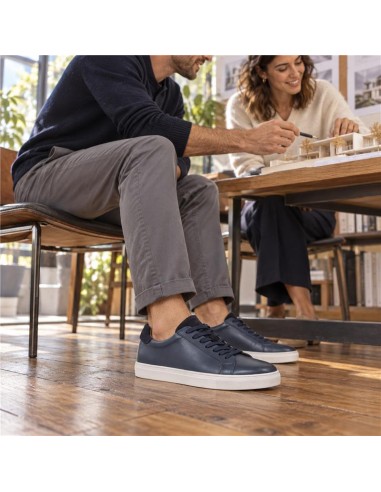 baskets de peau bleu TERLON-NAVY