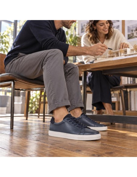 baskets de peau bleu TERLON-NAVY