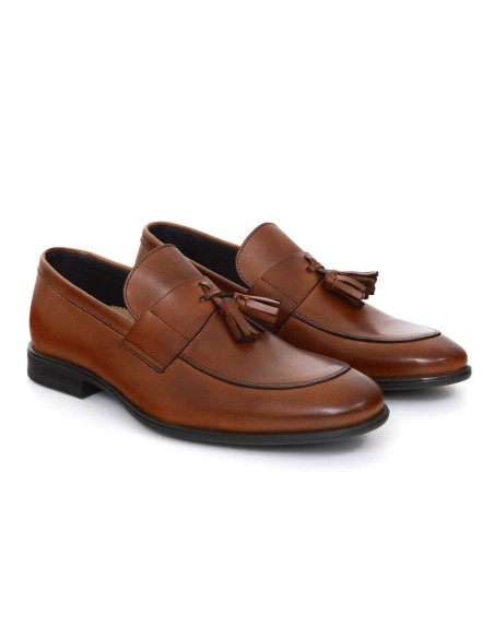 Brown leather moccasin