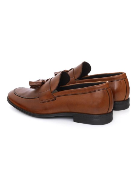 Brown leather moccasin