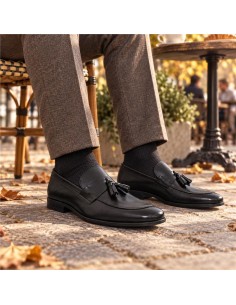 Black leather moccasin