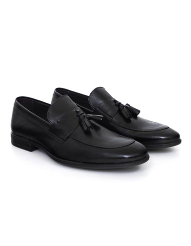 Mocasín de piel de piso antideslizante color negro