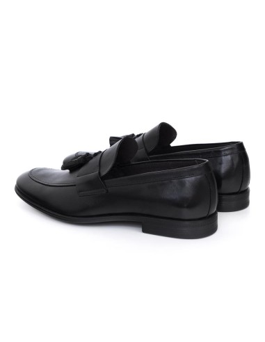 Mocasín de piel de piso antideslizante color negro