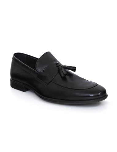 Mocasín de piel de piso antideslizante color negro