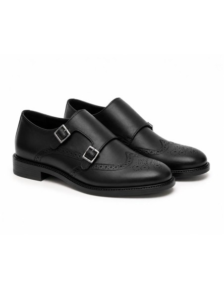 Black leather monkstrap