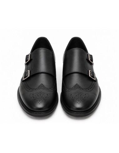 Black leather monkstrap