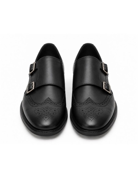 Black leather monkstrap