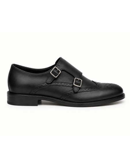 chaussure avec boucle de peau le noir TESORI-BLACK