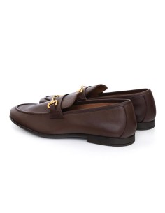 Mocasín de piel de piso antideslizante color marrón 2