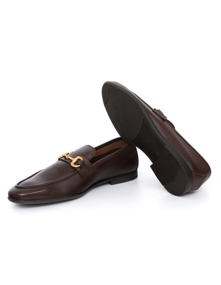 Brown leather moccasin